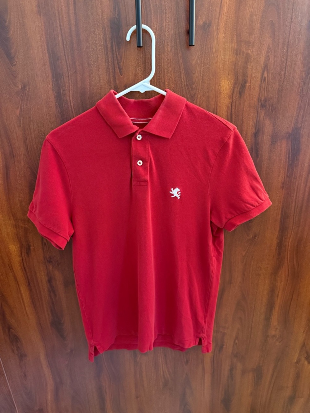 Express Small Lion Polo: Red with White Logo